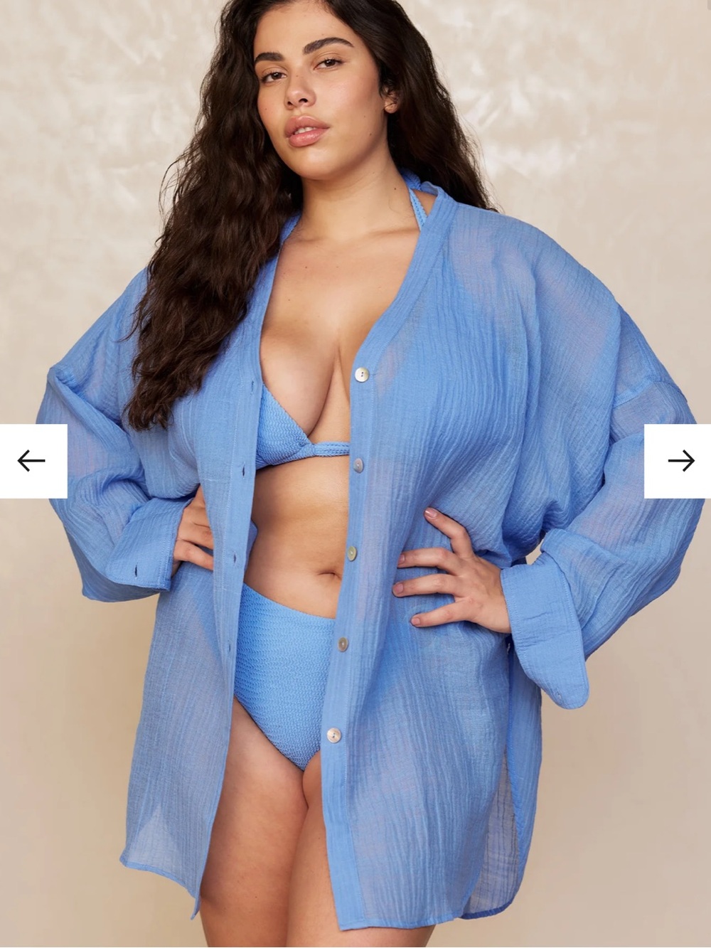 Monday Swimwear Barcelona Tunic Azure Crinkle Linen